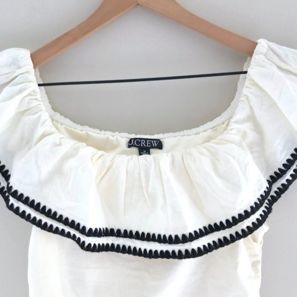 J.Crew Off-the-shoulder ruffle top in stretch cotton blend - Picture 2 of 5